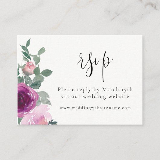 Magenta Blush Pink Floral Ivory RSVP Begleitkarte (Vorderseite)