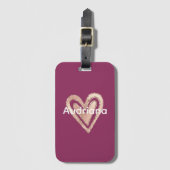 Magenta Blush Pink Herz Gepäckanhänger (Vorderseite Vertikal)