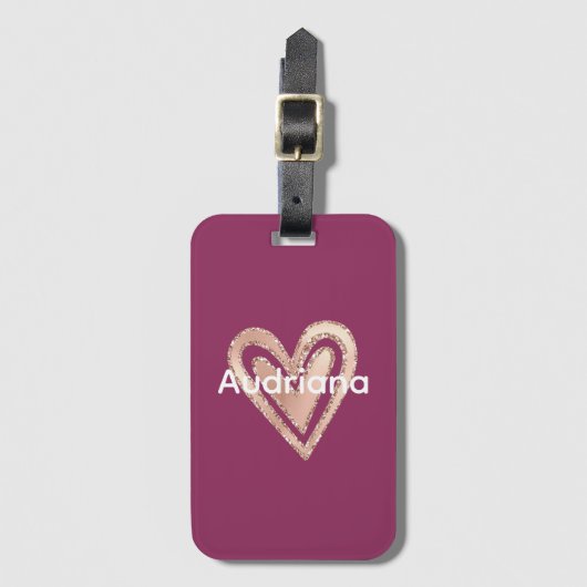 Magenta Blush Pink Herz Gepäckanhänger (Vorderseite Vertikal)