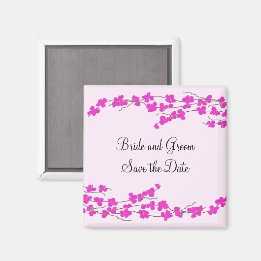 Magenta Blüten Save the Date Magnet (Vorderseite/Rückseite)