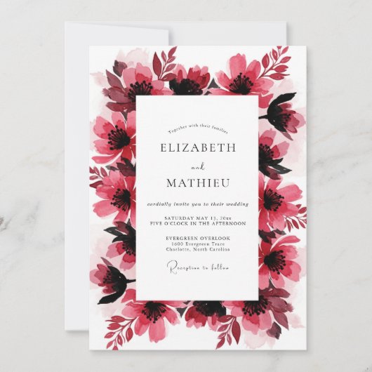 Magenta Bold Artistic Hochzeit Einladung (Vorderseite)