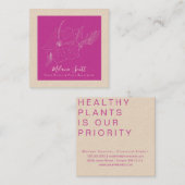 Magenta Botanischer Hisbiscus Tropischer Pflanze G Quadratische Visitenkarte (Vorne/Hinten)