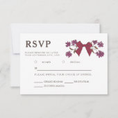 Magenta Bow Floral Wedding RSVP Meal Choice Karte (Vorderseite)