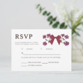 Magenta Bow Floral Wedding RSVP Meal Choice Karte (Stehend Vorderseite)
