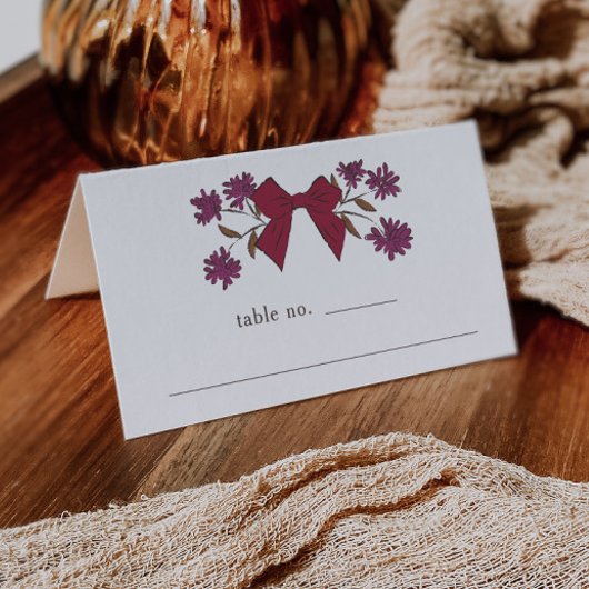 Magenta Bow Floral Wedding Tischnummer Platzkarte