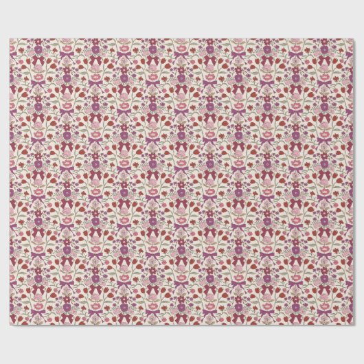 Magenta Bows and Blossoms Muster Geschenkpapier (Flach)