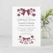 Magenta Bows Blossom Hochzeit Probe Dinner Einladung (Stehend Vorderseite)