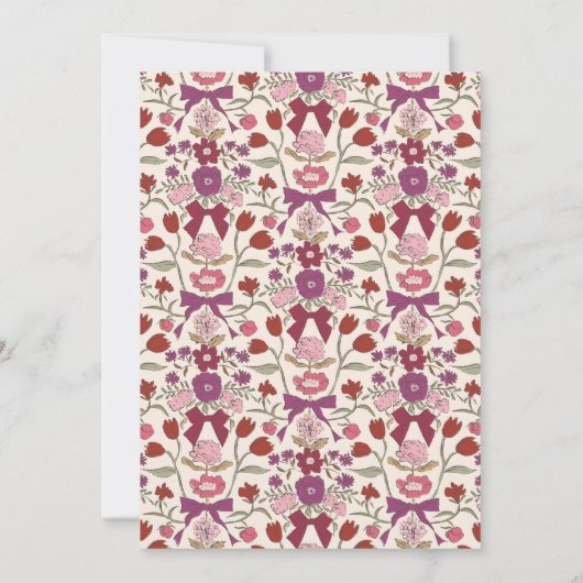 Magenta Bows Blossom Hochzeit Probe Dinner Einladung (Rückseite)