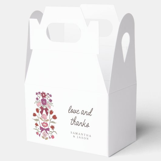 Magenta Bows Florals Wedding Geschenkschachtel (Geöffnet)