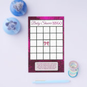 Magenta Bows & Footprints Girl-Babyduschspiele Flyer (Einzeln)