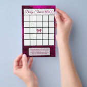 Magenta Bows & Footprints Girl-Babyduschspiele Flyer (Handgriff)