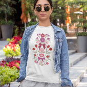 Magenta Bows und Blume T-Shirt