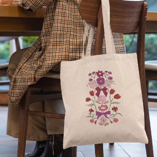 Magenta Bows und Blüten Tragetasche