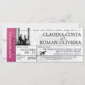 Magenta Brazil Wedding Boarding Pass Einladung (Vorderseite)