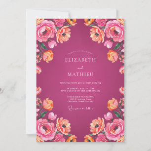 Magenta Brillante Sommerhochzeit Einladung