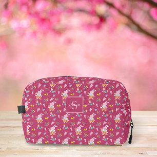 Magenta Bunny Garden & Florales Monogramm Waschbeutel