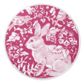 Magenta Bunny Rabbit Bird Woodland Tierart Keramikknauf (Vorderseite)