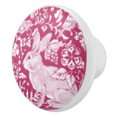Magenta Bunny Rabbit Bird Woodland Tierart Keramikknauf (Rechts)