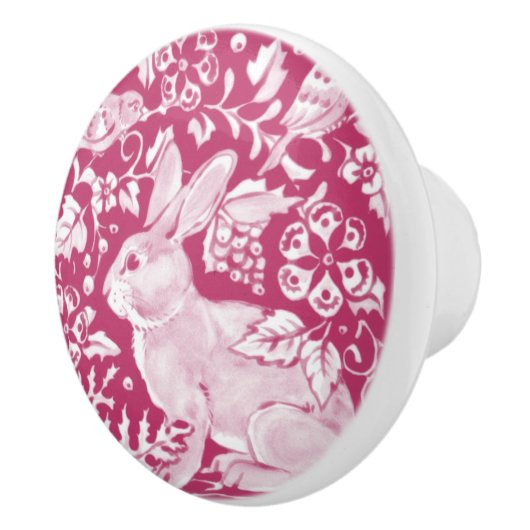 Magenta Bunny Rabbit Bird Woodland Tierart Keramikknauf (Rechts)