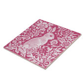Magenta Bunny Rabbit Woodland Tierart Flora Fliese (Seite)