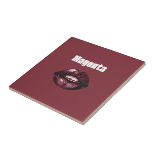Magenta Burgunderrot Lippen Fliese (Seite)