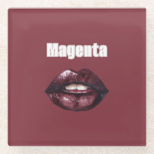 Magenta Burgunderrot Lippen Glasuntersetzer