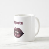 Magenta Burgunderrot Lippen Kaffeetasse (VorderseiteRechts)
