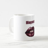 Magenta Burgunderrot Lippen Kaffeetasse (Vorderseite Links)