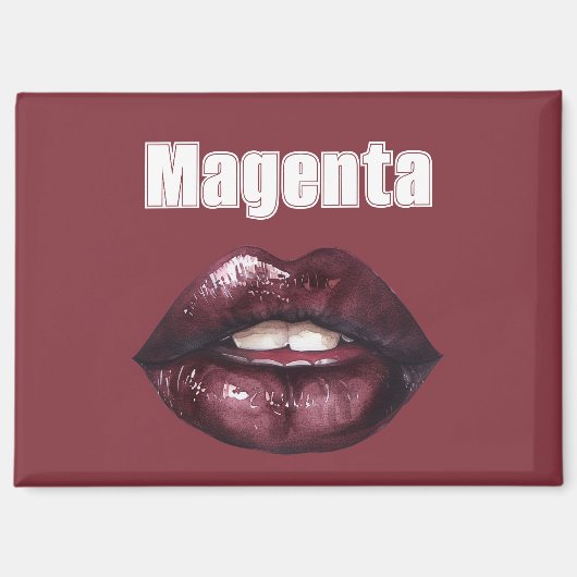 Magenta Burgunderrot Lippen Magnet (Vorderseite)
