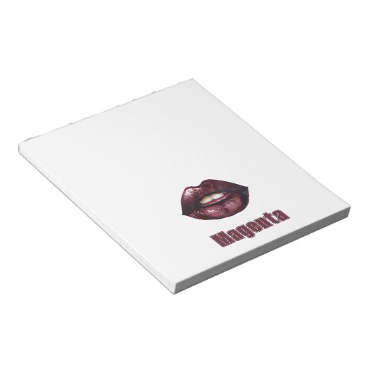 Magenta Burgunderrot Lippen Notizblock (angewinkelt)