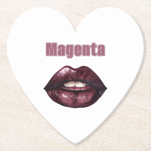 Magenta Burgunderrot Lippen Untersetzer (Vorderseite)
