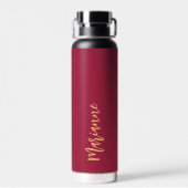 Magenta burgundy individuelle Name-Skript Trinkflasche (Rückseite)