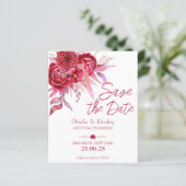 Magenta burgundy Rose Save the Date Haushalt einla (Stehend Vorderseite)