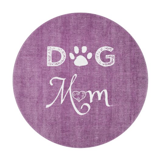 Magenta Burlap Dog Mama Cutting Board Schneidebrett (Vorderseite)
