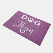 Magenta Burlap Dog Mama Door Mat Fußmatte (Schrägansicht)
