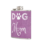 Magenta Burlap Dog Mama Flask Flachmann (Links)