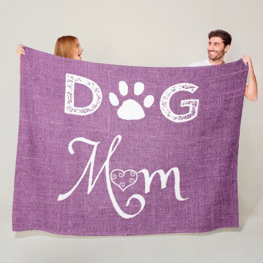 Magenta Burlap Dog Mama Fleece Blanket (Beispiel)