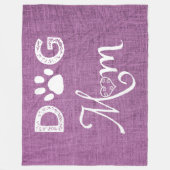 Magenta Burlap Dog Mama Fleece Blanket (Vorderseite)