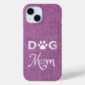 Magenta Burlap Dog Mama iPhone Case (Rückseite)