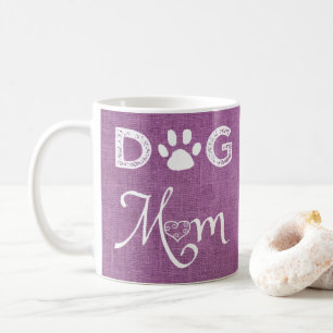 Magenta Burlap Dog Mama Kaffee Tasse