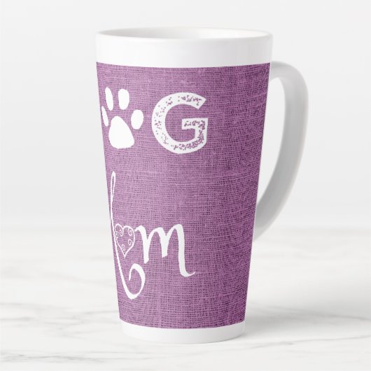 Magenta Burlap Dog Mama Latte Tasse (Rechte Ecke)