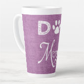 Magenta Burlap Dog Mama Latte Tasse (Linke Ecke)