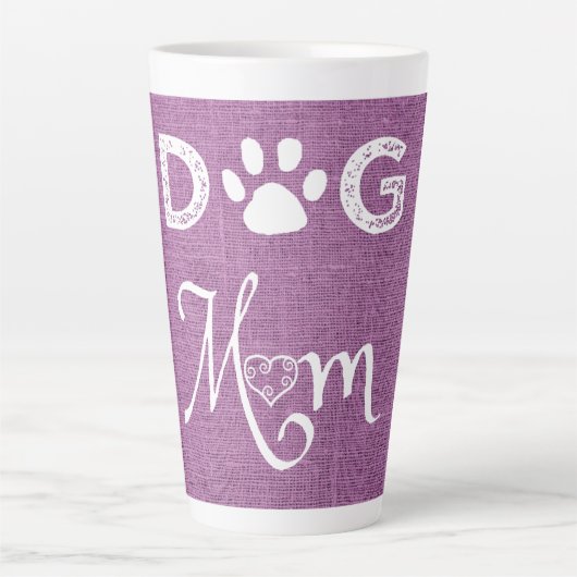 Magenta Burlap Dog Mama Latte Tasse (Vorderseite)