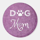 Magenta Burlap Dog Mama Magnet (Vorne)