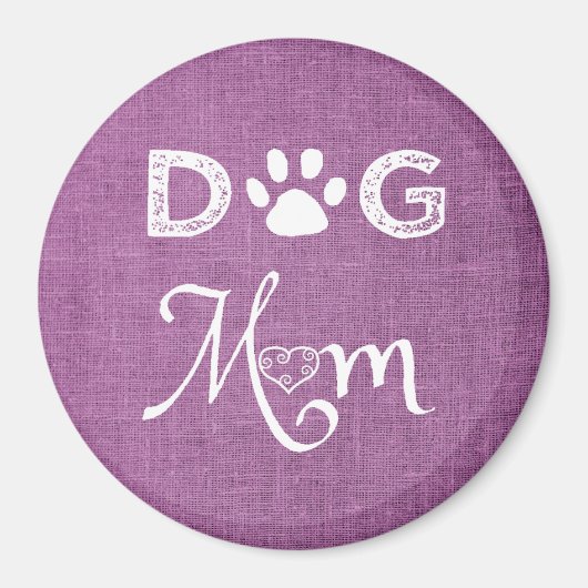 Magenta Burlap Dog Mama Magnet (Vorne)