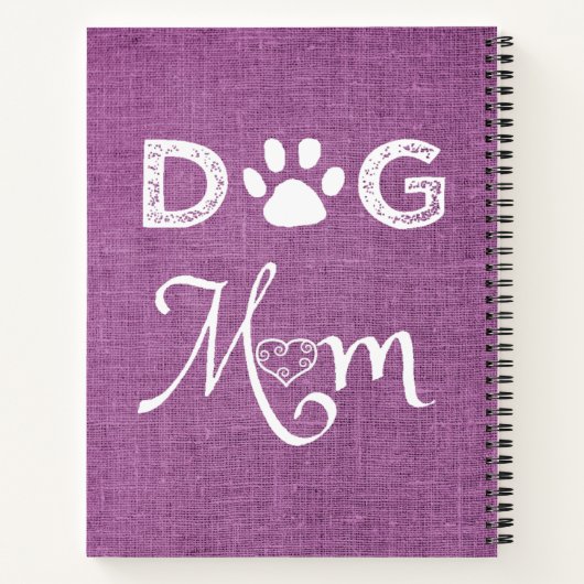 Magenta Burlap Dog Mama Notebook Notizblock (Rückseite)