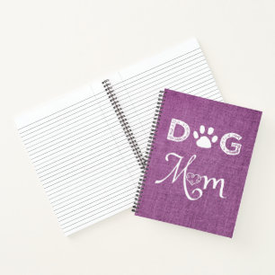 Magenta Burlap Dog Mama Notebook Notizblock