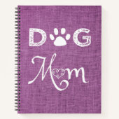 Magenta Burlap Dog Mama Notebook Notizblock (Vorderseite)