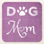 Magenta Burlap Dog Mama Paper Untersetzer (Vorderseite)