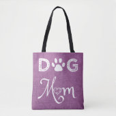 Magenta Burlap Dog Mama Tote Bag Tasche (Vorderseite)